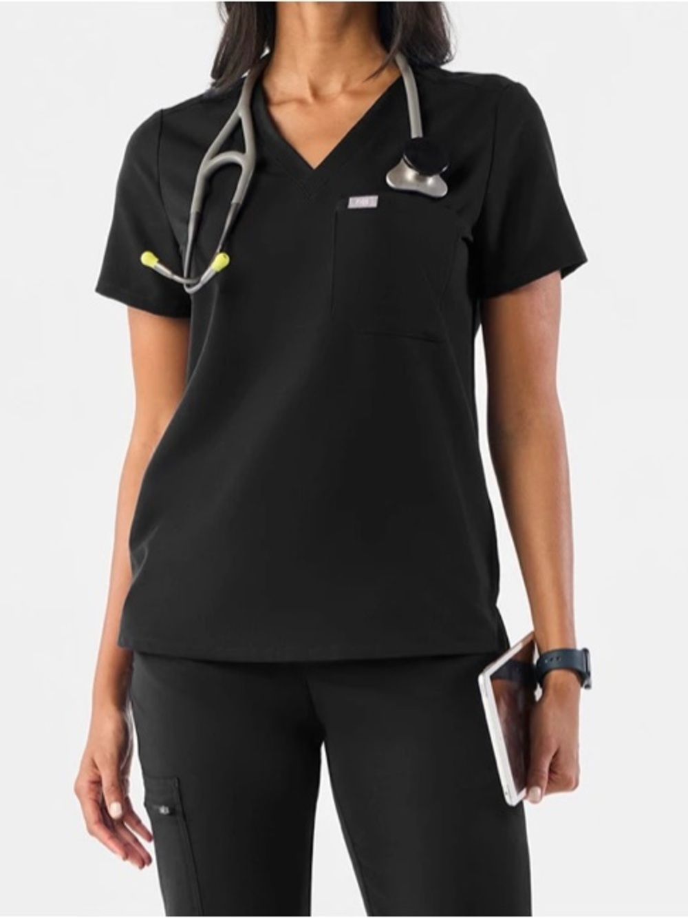 Figs Catarina One Pocket Scrub Top Black
